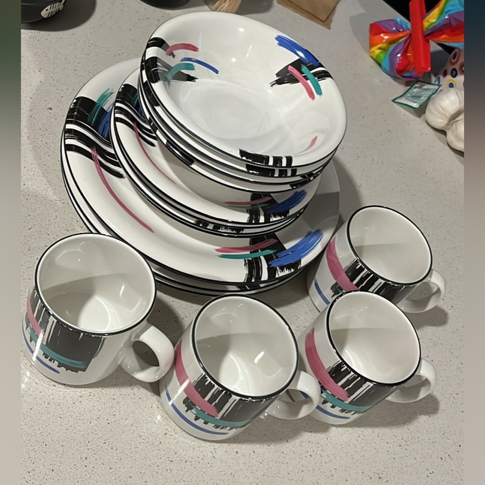 1992 Newcor Design Concepts Stoneware 90's Theme set